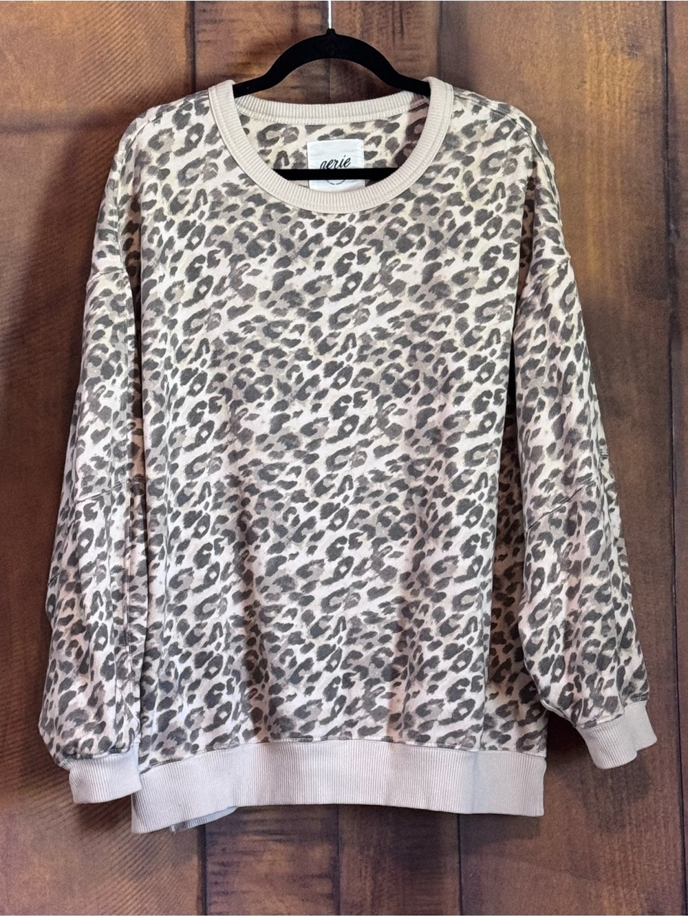 Aerie Always & Forever Soft Leopard Print Pullover Sweatshirt Medium NWOT - Picture 2 of 4